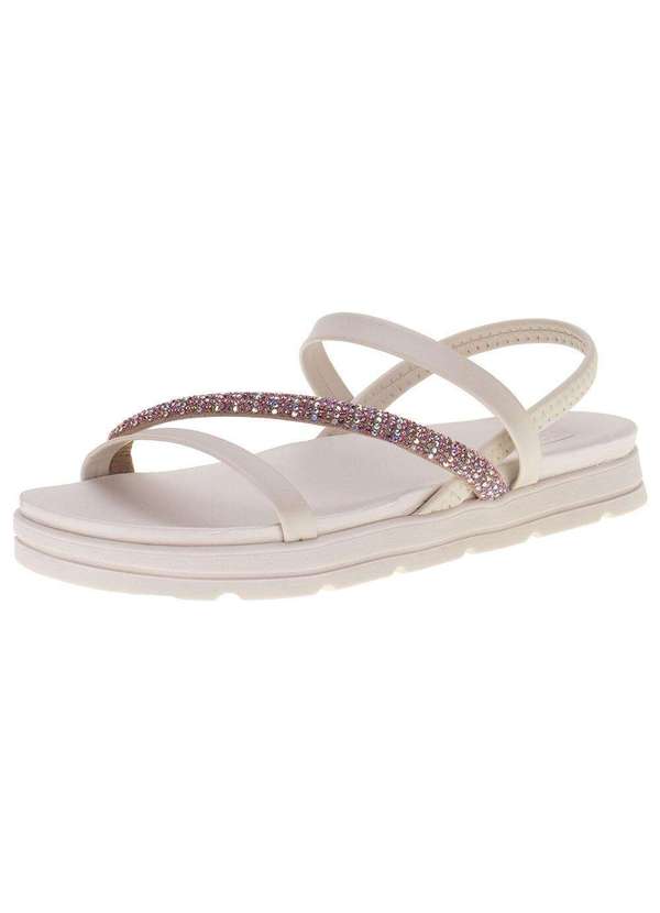 Moleca - Sandália Feminina Flat Moleca - 5490104 - Bege/Rosa