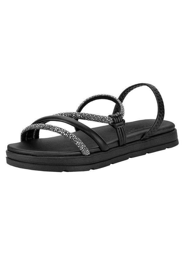 Moleca - Sandália Feminina Flat Moleca 5490113 - Preto