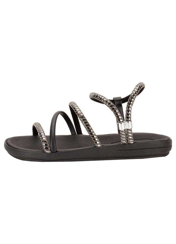 Moleca - Sandália Feminina Flat Moleca 5525104 - Preto/Cinza 2