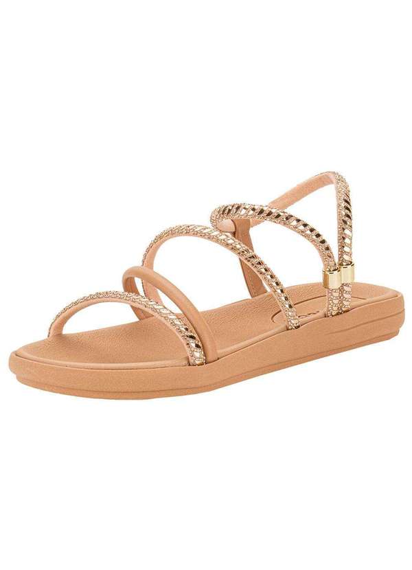 Moleca - Sandália Feminina Flat Moleca 5525104 - Ouro/Rosado
