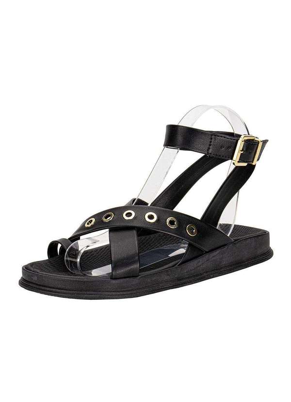 Moleca - Sandália Feminina Flat Moleca 5556104 - Preto