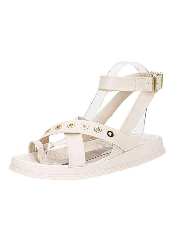 Moleca - Sandália Feminina Flat Moleca 5556104 - Branco/Off