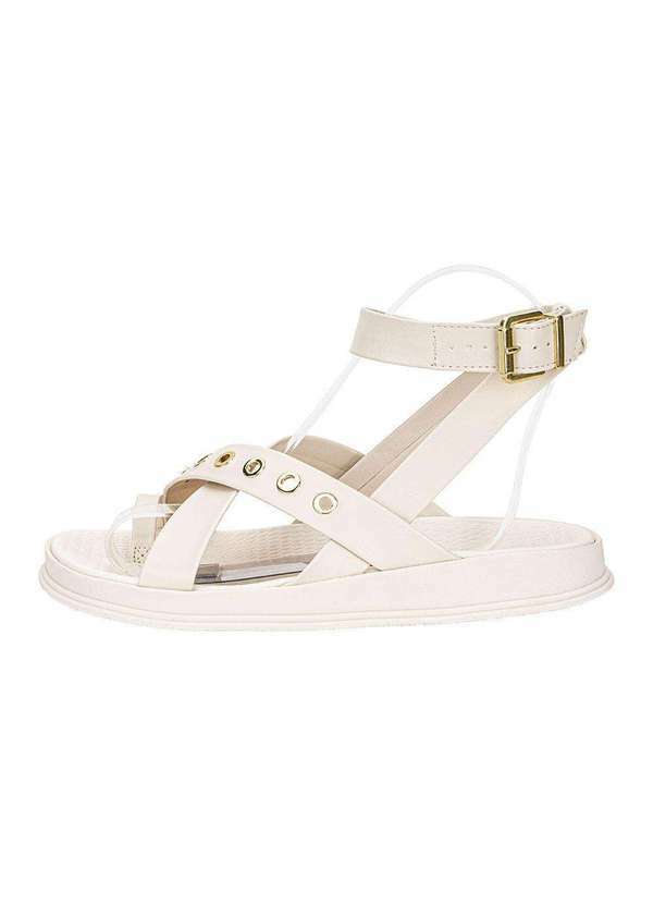 Moleca - Sandália Feminina Flat Moleca 5556104 - Branco/Off 2