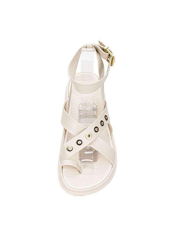 Moleca - Sandália Feminina Flat Moleca 5556104 - Branco/Off 5