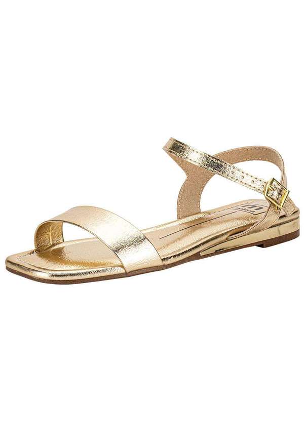 Moleca - Sandália Feminina Flat Moleca 5559101 Ouro