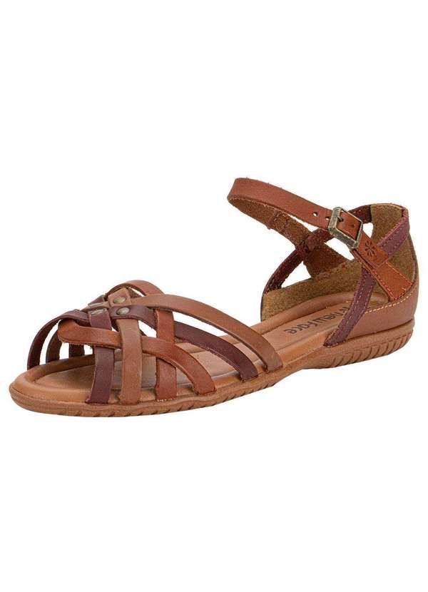 New Face - Sandália Feminina Flat New Face 31402 - Canela