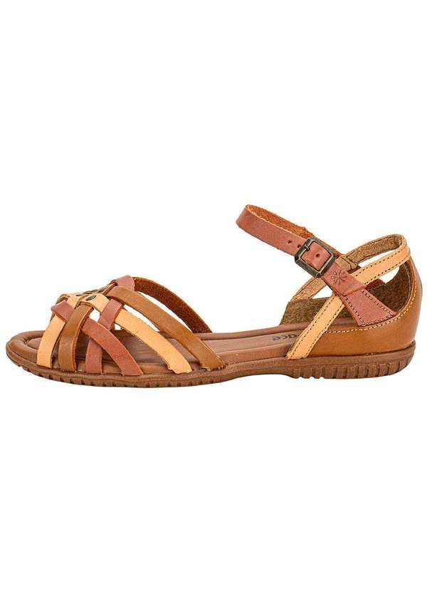 New Face - Sandália Feminina Flat New Face 31402 Camel 2