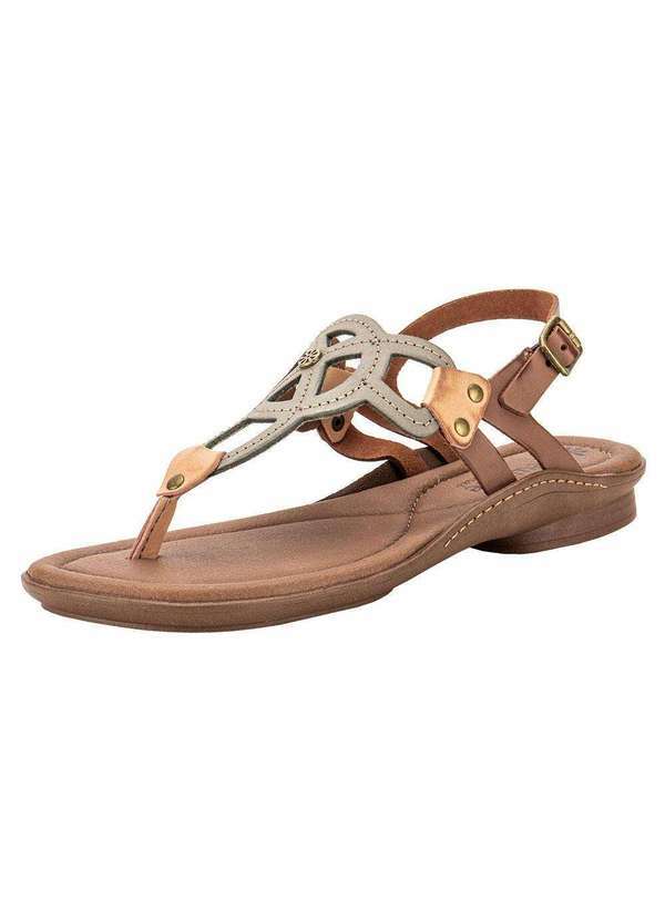 New Face - Sandália Feminina Flat New Face 37338 - Bege/Verde