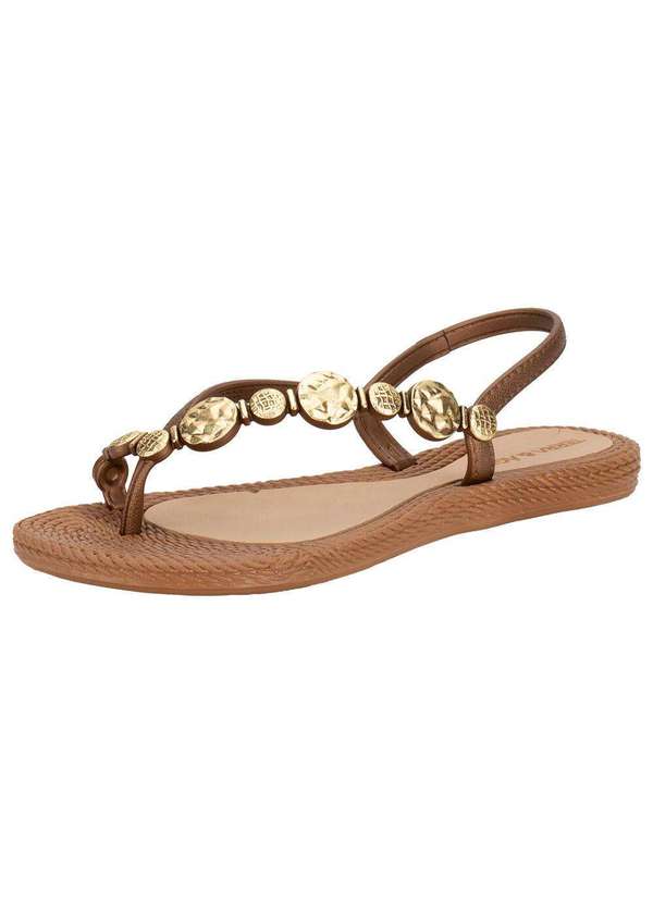 Terra & Agua - Sandália Feminina Flat Terra & Água 260113 Caramelo