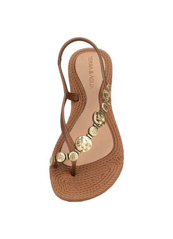 Terra & Agua - Sandália Feminina Flat Terra & Água 260113 Caramelo 5