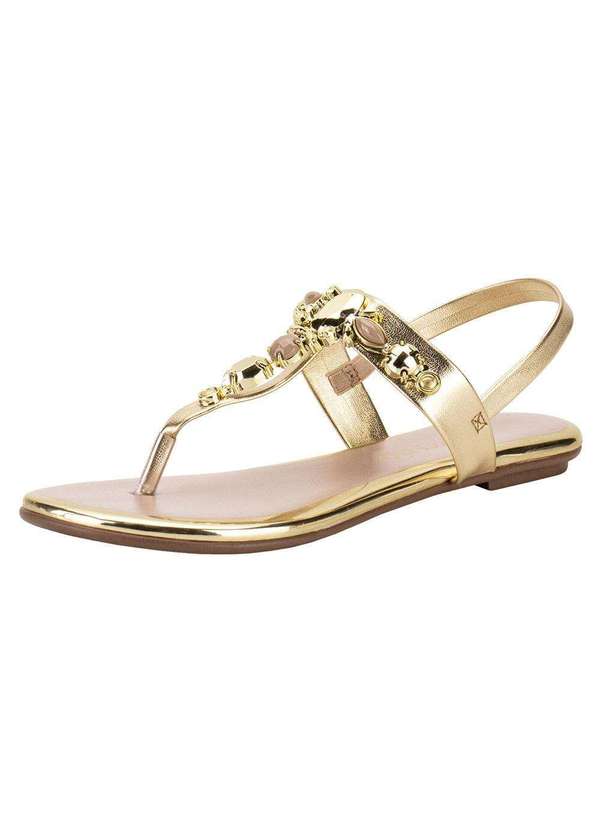 Beira Rio Sandália Feminina Rasteira Beira Rio 8367631 Ouro