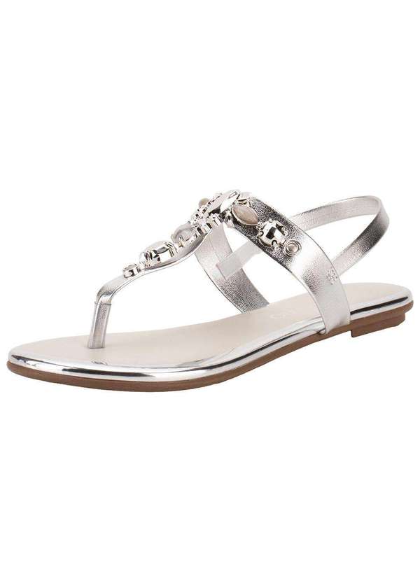 Beira Rio - Sandália Feminina Rasteira Beira Rio - 8367631 - Prata