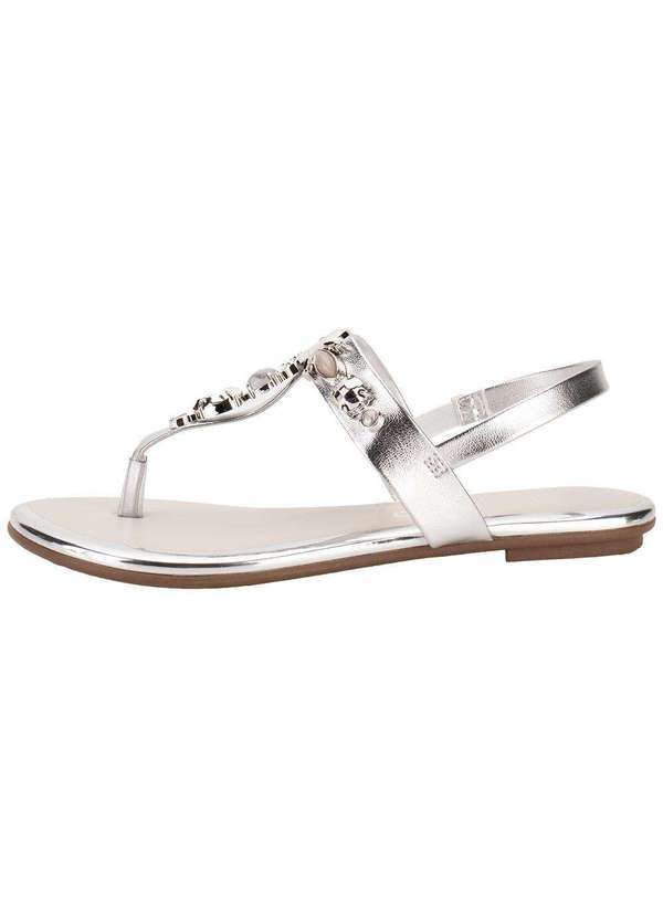 Beira Rio - Sandália Feminina Rasteira Beira Rio - 8367631 - Prata 2