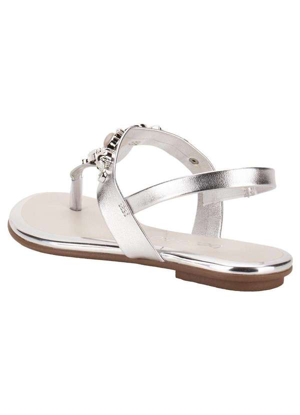 Beira Rio - Sandália Feminina Rasteira Beira Rio - 8367631 - Prata 3