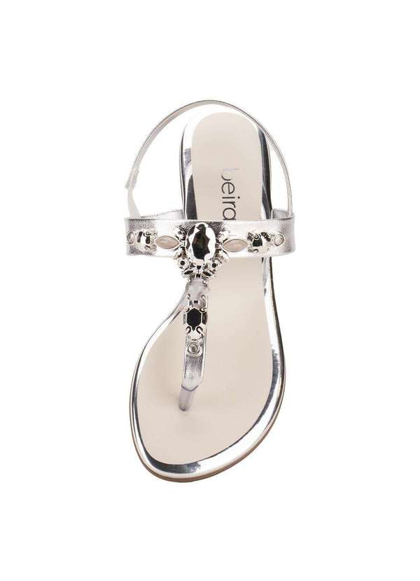 Beira Rio - Sandália Feminina Rasteira Beira Rio - 8367631 - Prata 5