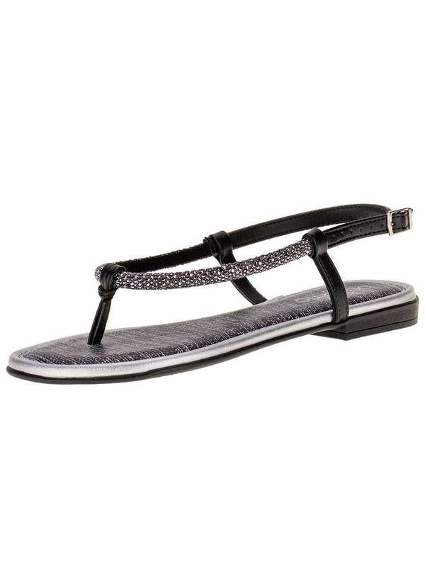 Beira Rio Sandália Feminina Rasteira Beira Rio- 8427222 Preto/Cinza