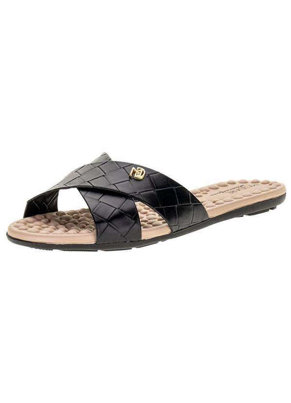 Modare - Sandália Feminina Rasteira Modare - 7163105 - Preto/Croco