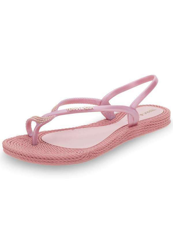 Terra & Agua - Sandália Feminina Rasteira Terra & Água - 260100 - Rosa