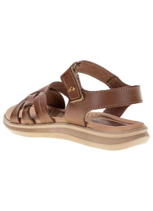 Pegada - Sandália Feminina Salto Baixo Pegada - 232804 - Castanho 3