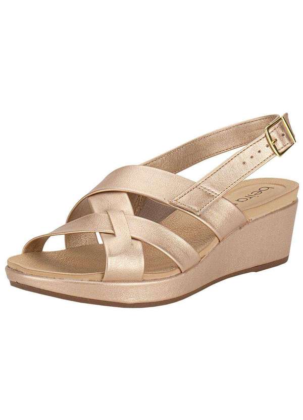 Beira Rio - Sandália Feminina Anabela Beira Rio 8381322 Ouro