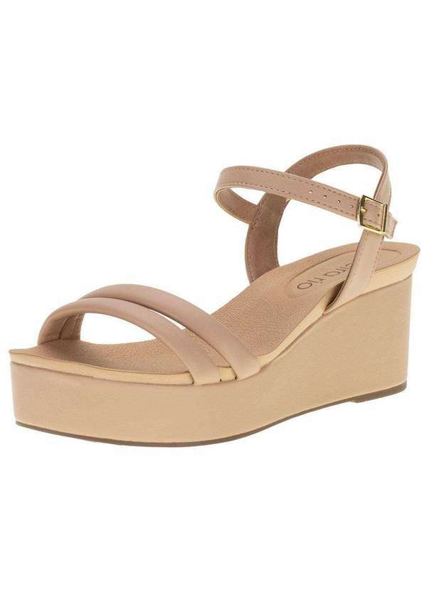 Beira Rio - Sandália Feminina Anabela Beira Rio - 8407121 - Bege