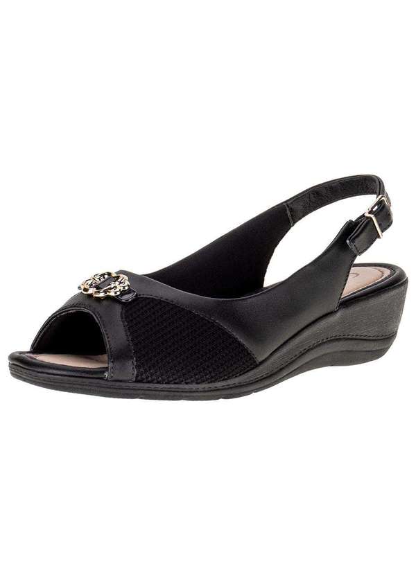 Comfortflex - Sandália Feminina Anabela Comfortflex - 2396452 - Preto