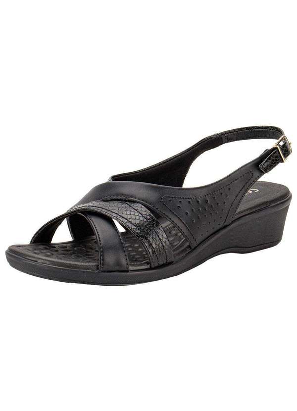 Comfortflex - Sandália Feminina Anabela Comfortflex 2472405 - Preto