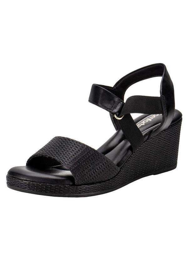 Comfortflex - Sandália Feminina Anabela Comfortflex 2473402 - Preto