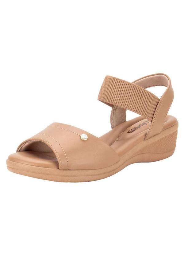 Comfortflex - Sandália Feminina Anabela Comfortflex 2488404 - Caqui