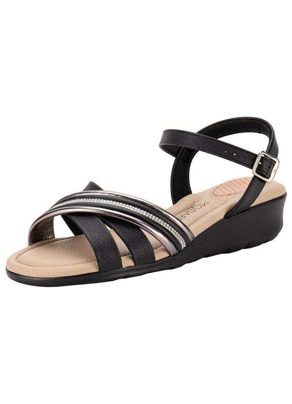 Modare - Sandália Feminina Anabela Modare 7190102 - Preto/Cinza