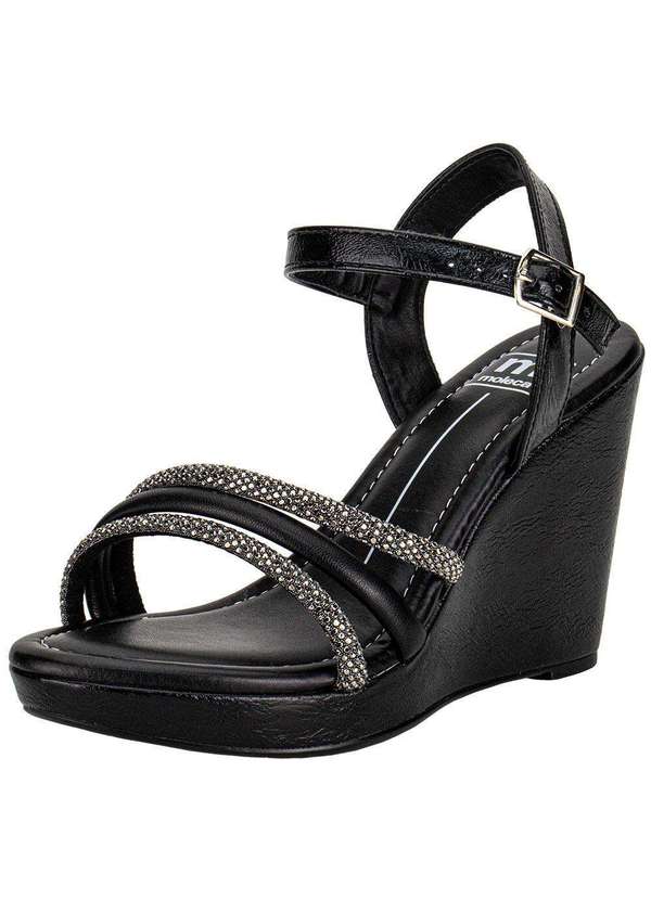 Moleca - Sandália Feminina Anabela Moleca 54111505 Preto/Cinza