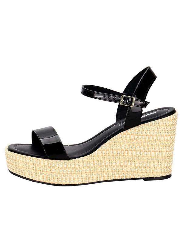 Moleca - Sandália Feminina Anabela Moleca 5492102 - Verniz/Preto 2