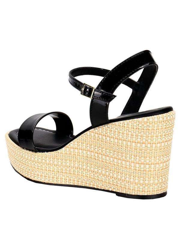Moleca - Sandália Feminina Anabela Moleca 5492102 - Verniz/Preto 3