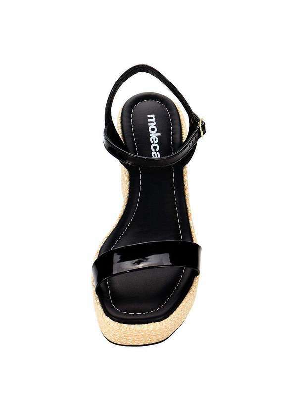 Moleca - Sandália Feminina Anabela Moleca 5492102 - Verniz/Preto 5