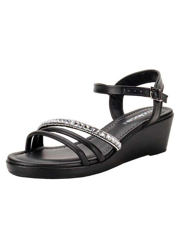 Moleca - Sandália Feminina Anabela Moleca 5512106 - Preto