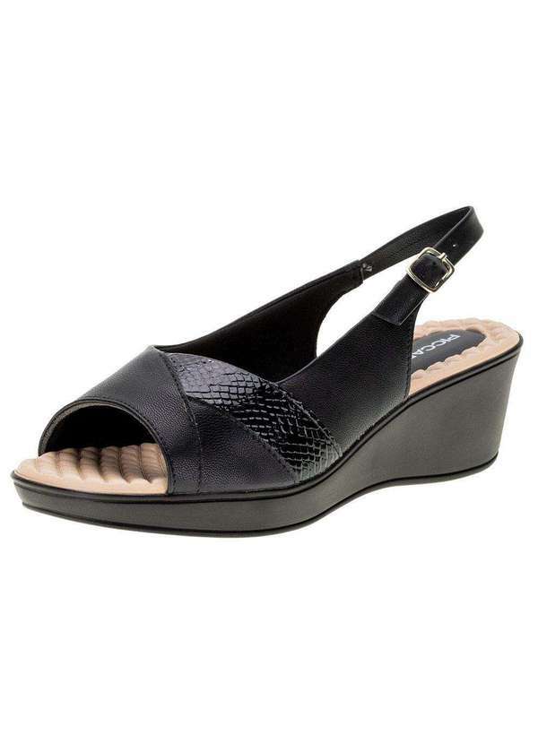 Piccadilly - Sandália Feminina Anabela Piccadilly - 540327 - Preto