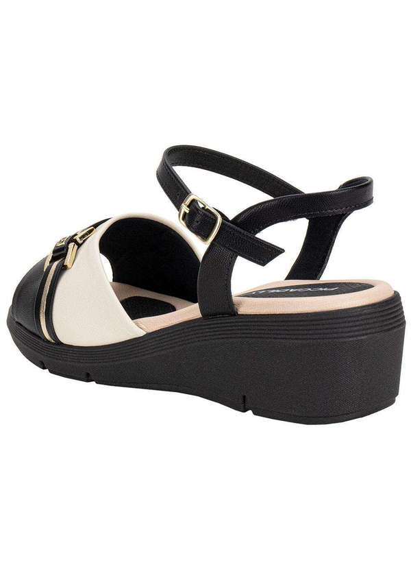 Piccadilly - Sandália Feminina Anabela Piccadilly 540396 Preto/Bege 2