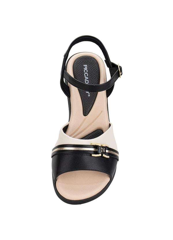 Piccadilly - Sandália Feminina Anabela Piccadilly 540396 Preto/Bege 4