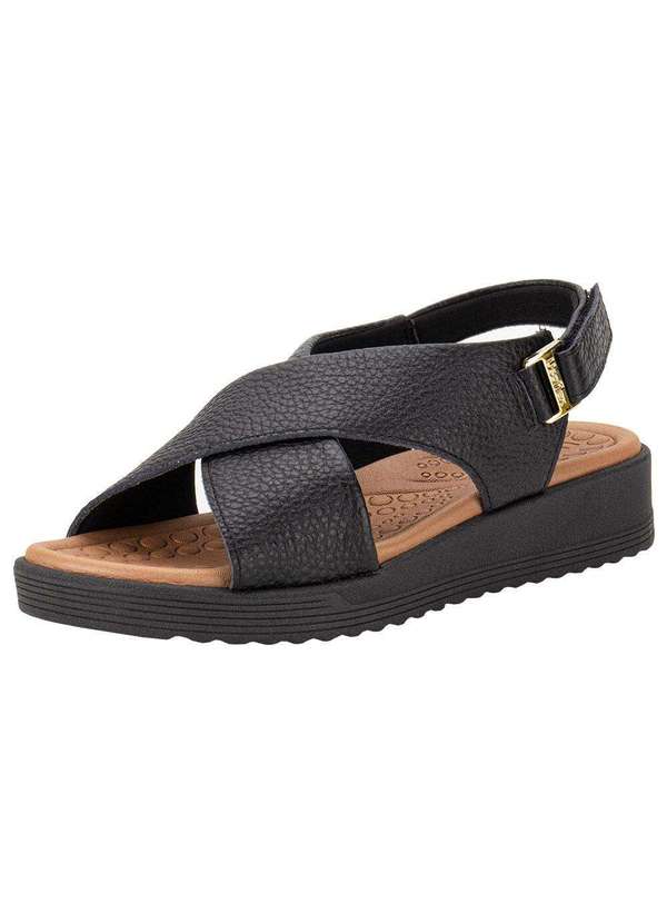 Usaflex - Sandália Feminina Anabela Usaflex Ma10005 - Preto