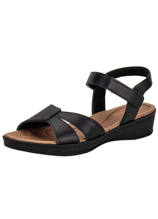 Usaflex - Sandália Feminina Anabela Usaflex Ud04011 Preto