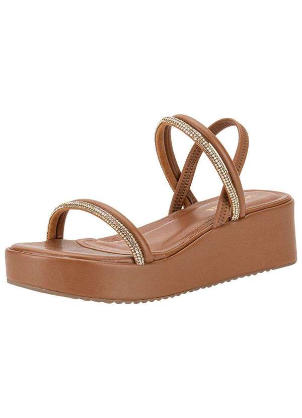 Via Marte - Sandália Feminina Anabela Via Marte 167008 - Camel