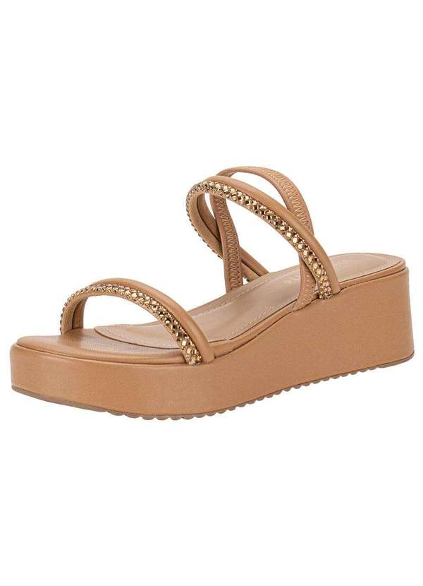 Via Marte - Sandália Feminina Anabela Via Marte 167008 - Camel 01