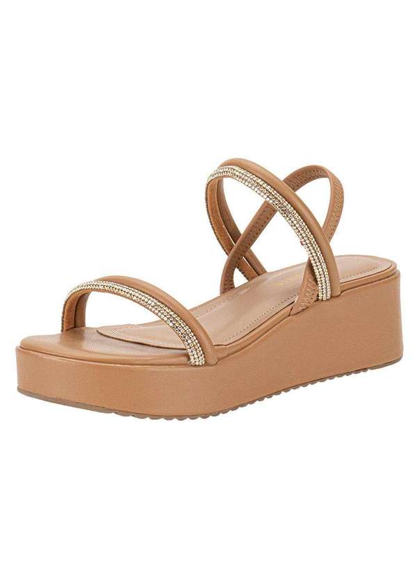 Via Marte - Sandália Feminina Anabela Via Marte 167008 - Caramelo
