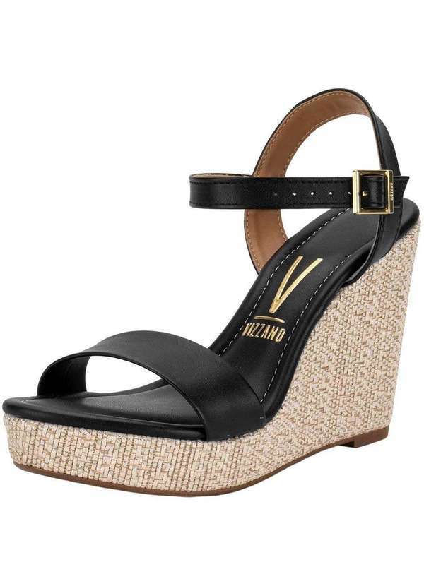 Vizzano - Sandália Feminina Anabela Vizzano 62832000 - Preto