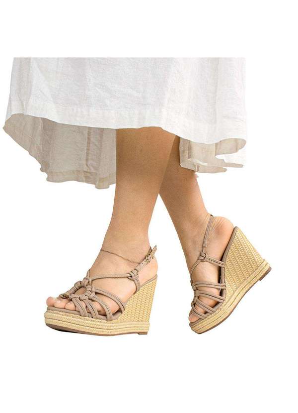 Vizzano - Sandália Feminina Anabela Vizzano 62835065 - Bege 2