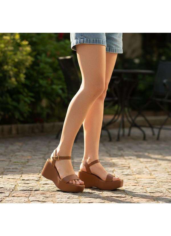 Vizzano - Sandália Feminina Anabela Vizzano 6559103 Camel 2