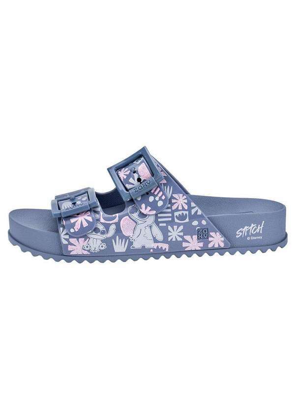 Zaxy - Sandália Feminina Conforto Disney Partner Zaxy 19149 - Azul/Rosa 2