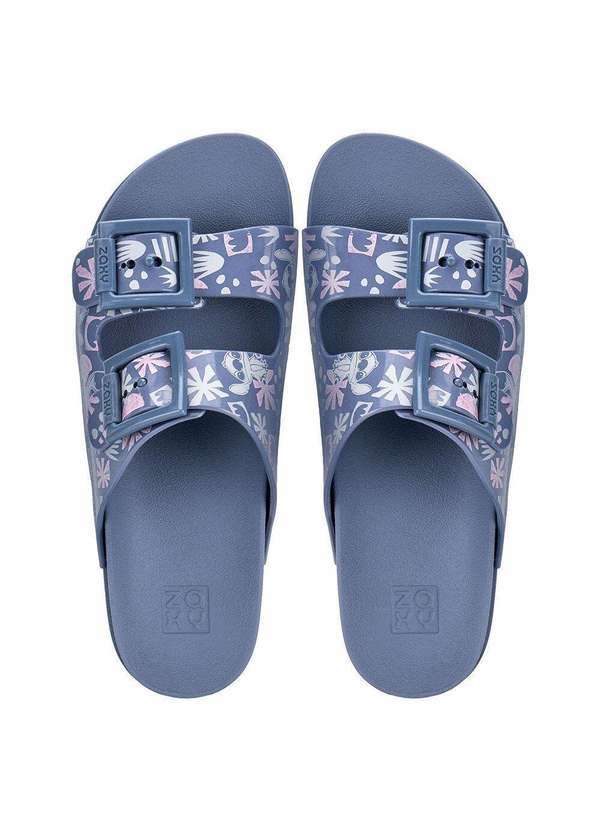 Zaxy - Sandália Feminina Conforto Disney Partner Zaxy 19149 - Azul/Rosa 5