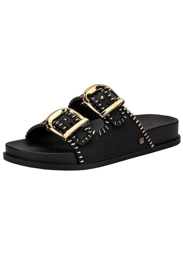 Zaxy - Sandália Feminina Conforto Fire Zaxy 19281 Preto/Dourado 1
