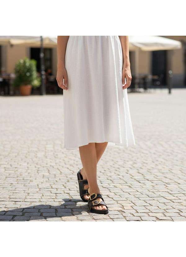 Zaxy - Sandália Feminina Conforto Fire Zaxy 19281 Preto/Dourado 2